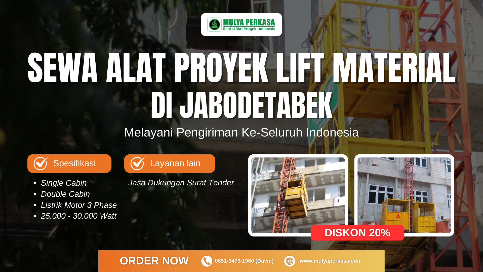 Rekomendasi Sewa Lift Material atau Lift Barang di Jabodetabek