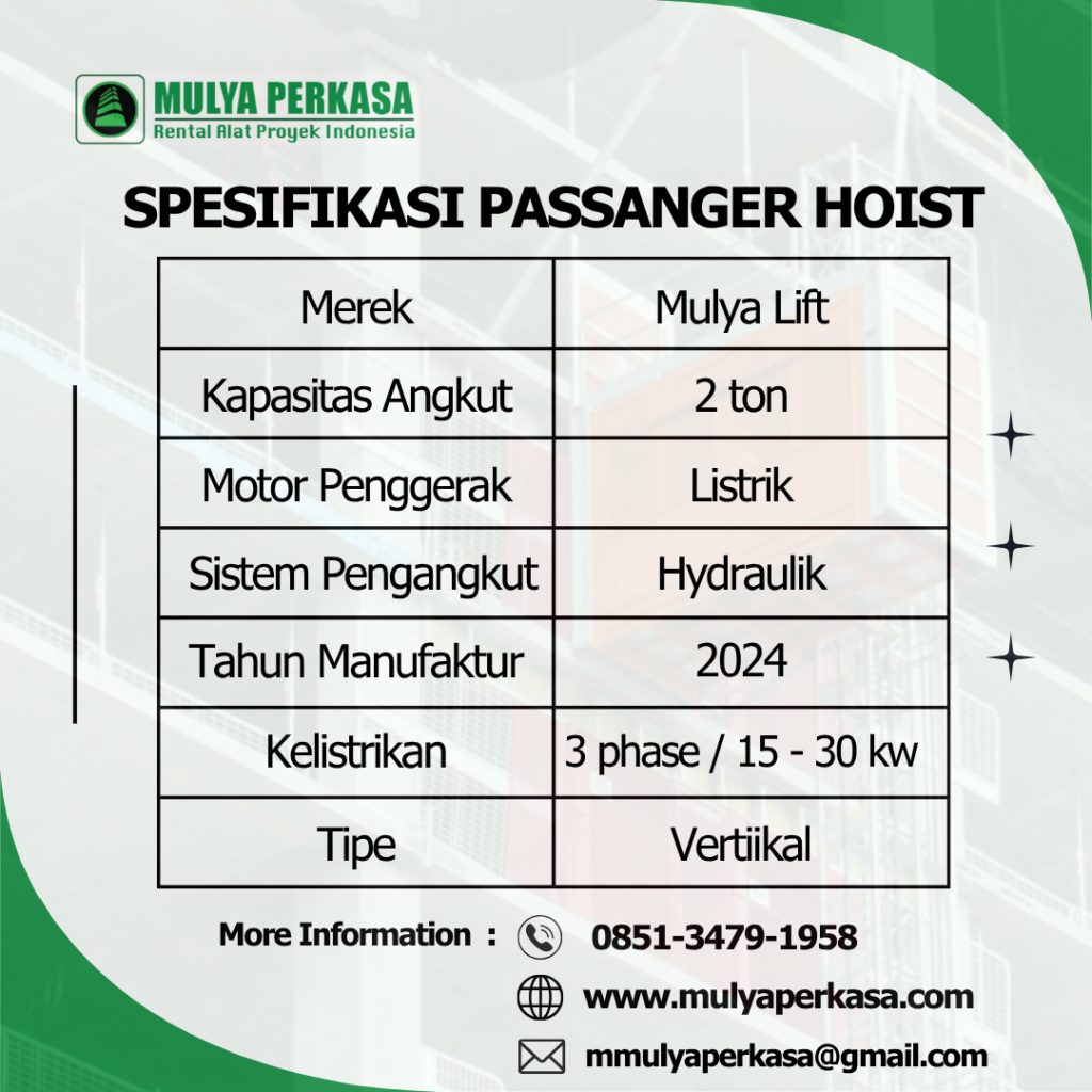 Sewa Passenger Hoist Jakarta Utara