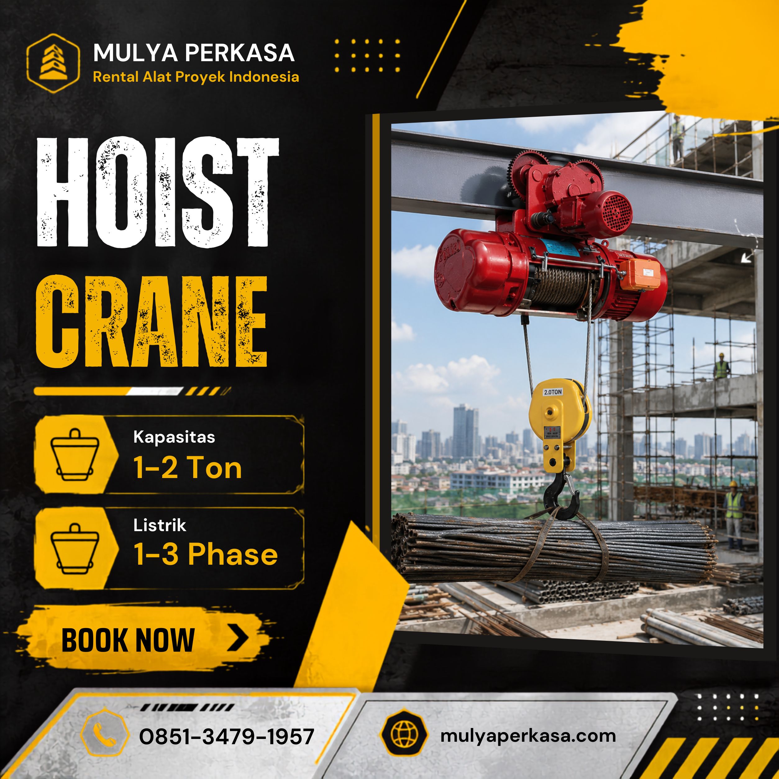 Sewa Hoist Crane Purwakarta Kapasitas 1 Ton hingga 2 Ton untuk Berbagai Proyek