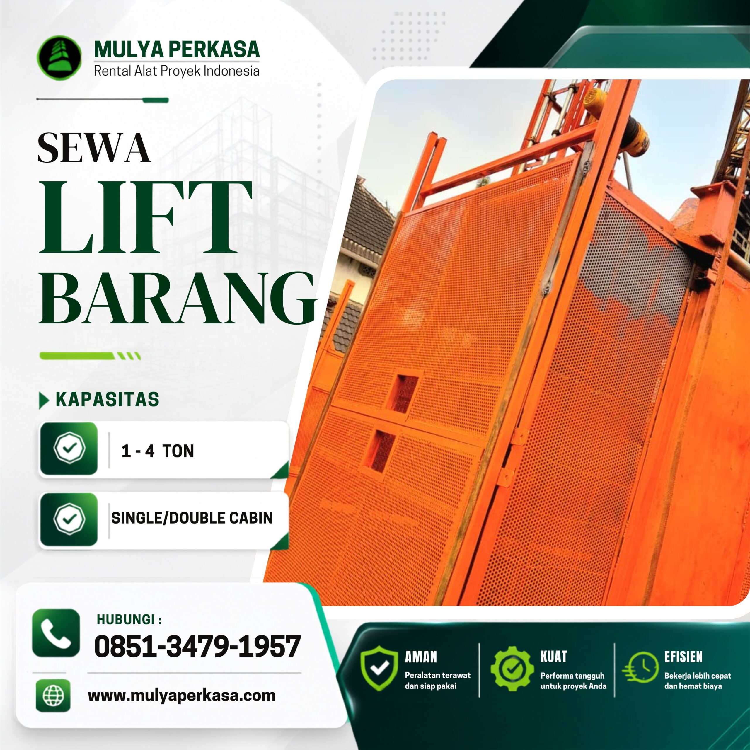 Rental Lift Barang Pontianak Kapasitas 1–4 Ton Terpercaya