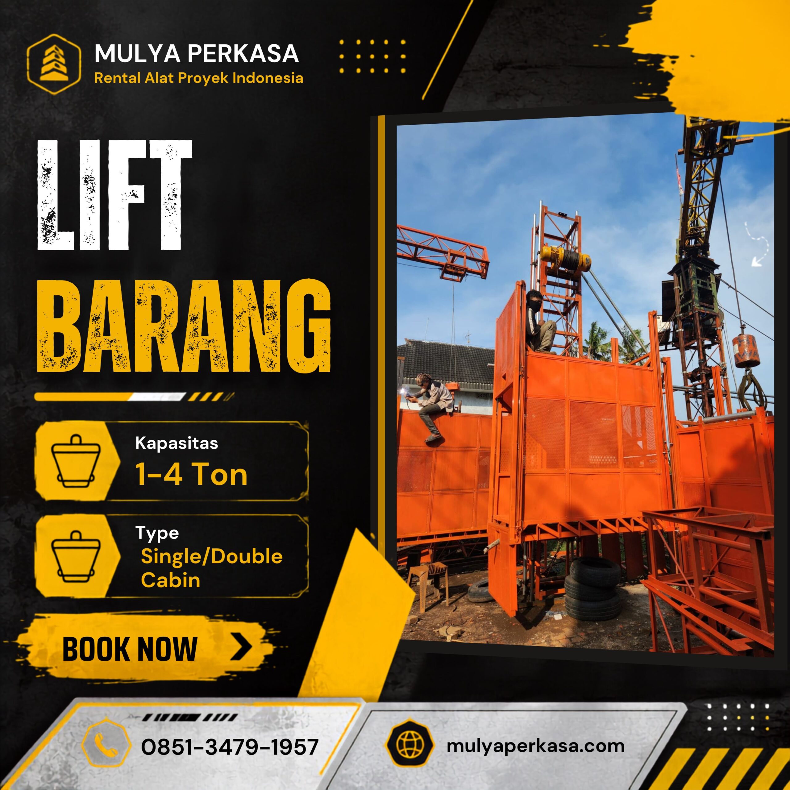 Harga sewa lift barang Bogor kapasitas 1–4 ton untuk proyek konstruksi