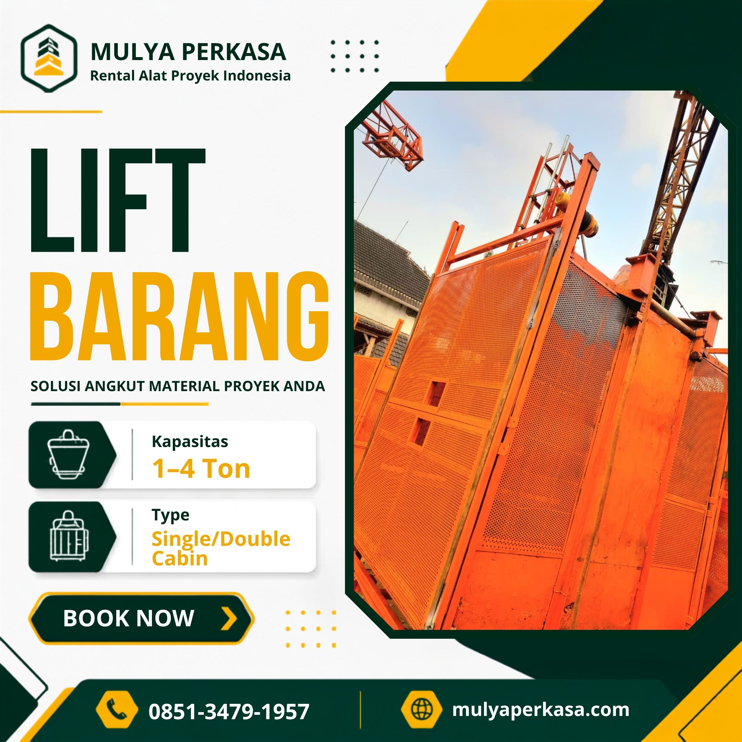 Sewa lift barang Lampung untuk mempercepat distribusi material ke lantai atas