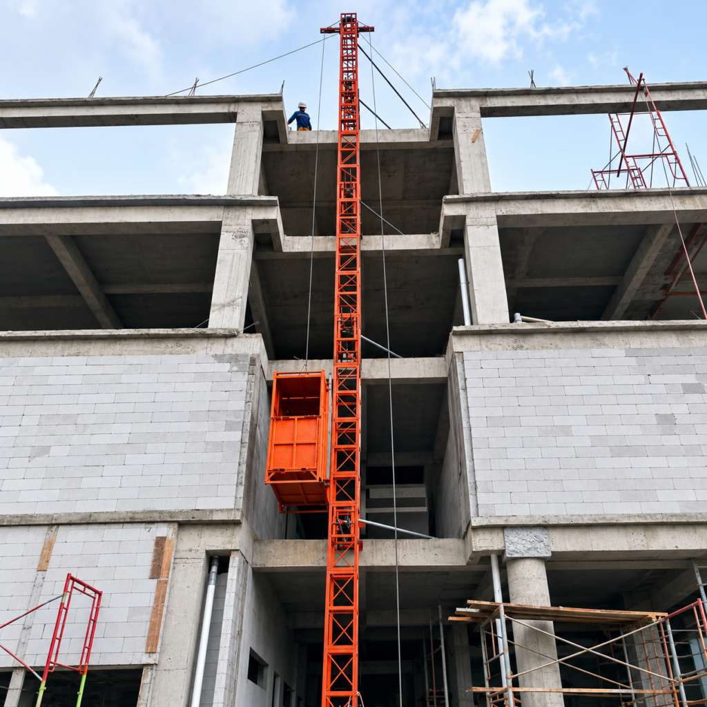Jasa sewa lift barang Surabaya untuk proyek konstruksi