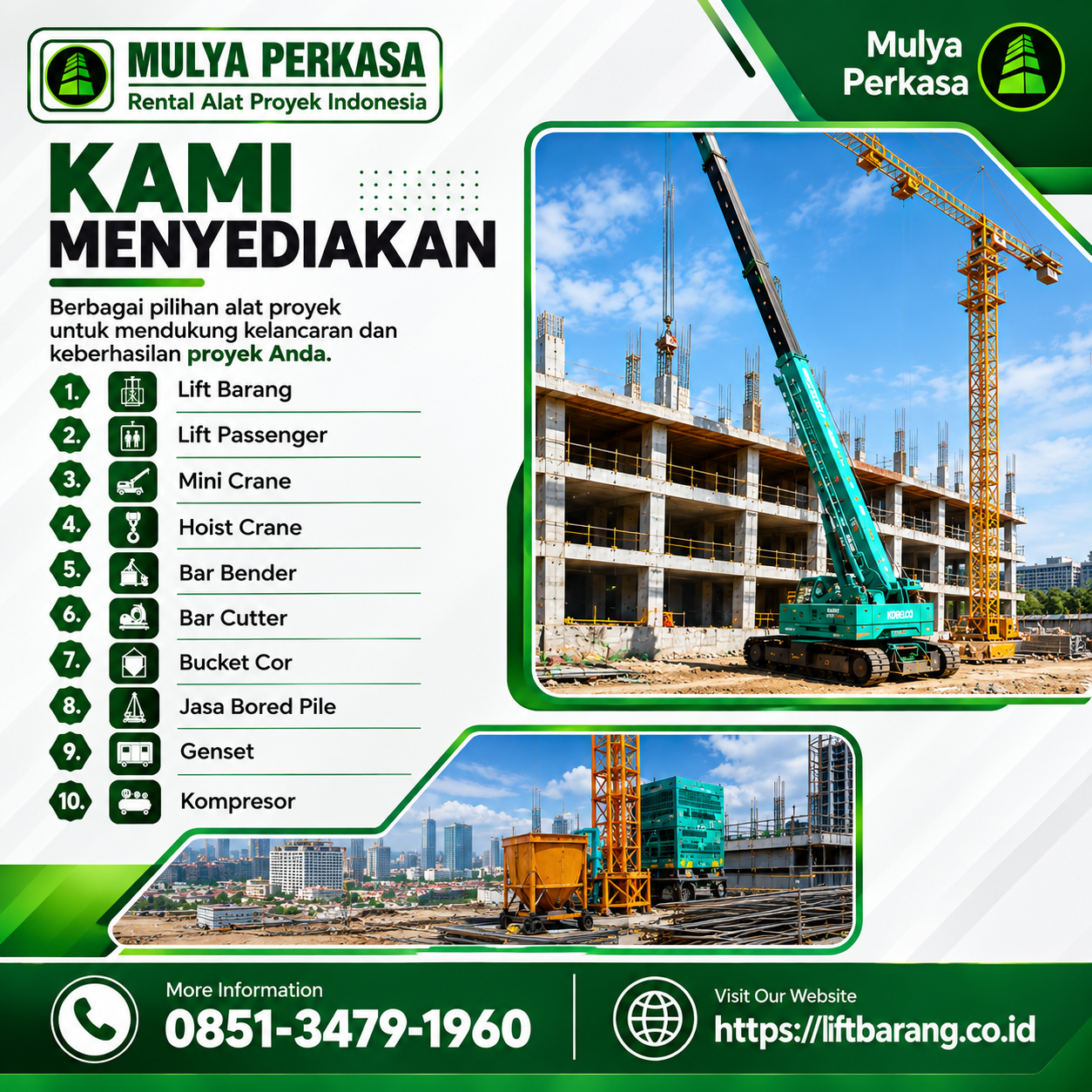 Sewa lift barang Tangerang Banten untuk proyek konstruksi